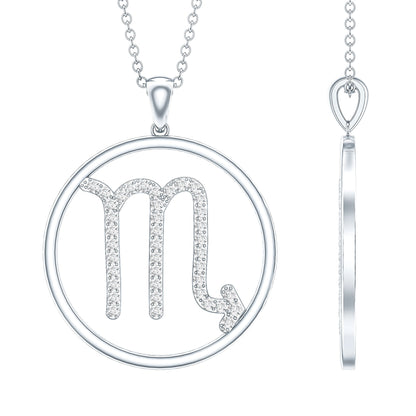 Certified Moissanite Scorpio Zodiac Pendant Necklace