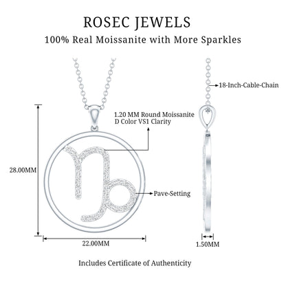 Certified Moissanite Capricorn Zodiac Necklace