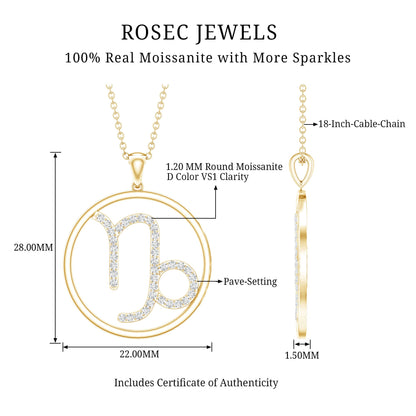 Certified Moissanite Capricorn Zodiac Necklace