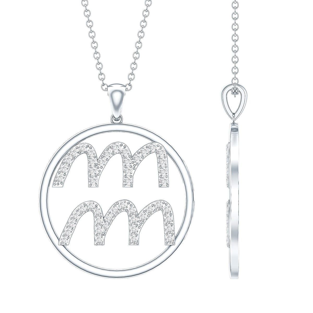 Certified Moissanite Zodiac Aquarius Pendant Necklace