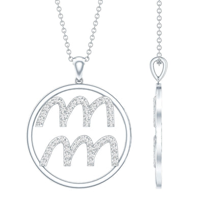 Certified Moissanite Zodiac Aquarius Pendant Necklace