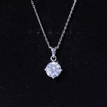 2 Carat Cubic Zirconia Solitaire Necklace with Silver Chain