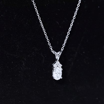 Oval and Round Cut Moissanite Pendant Necklace for Women