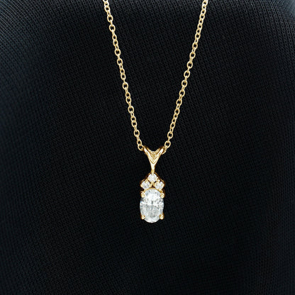 Oval and Round Cut Moissanite Pendant Necklace for Women