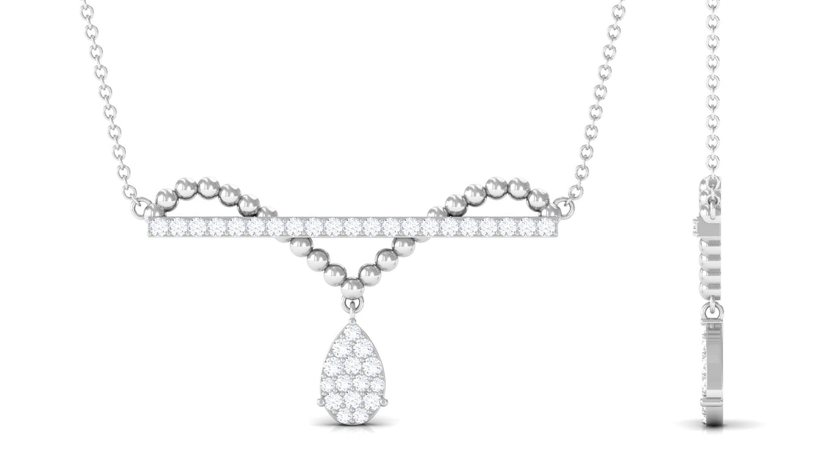 Designer Moissanite Bar Drop Necklace in Pave Setting