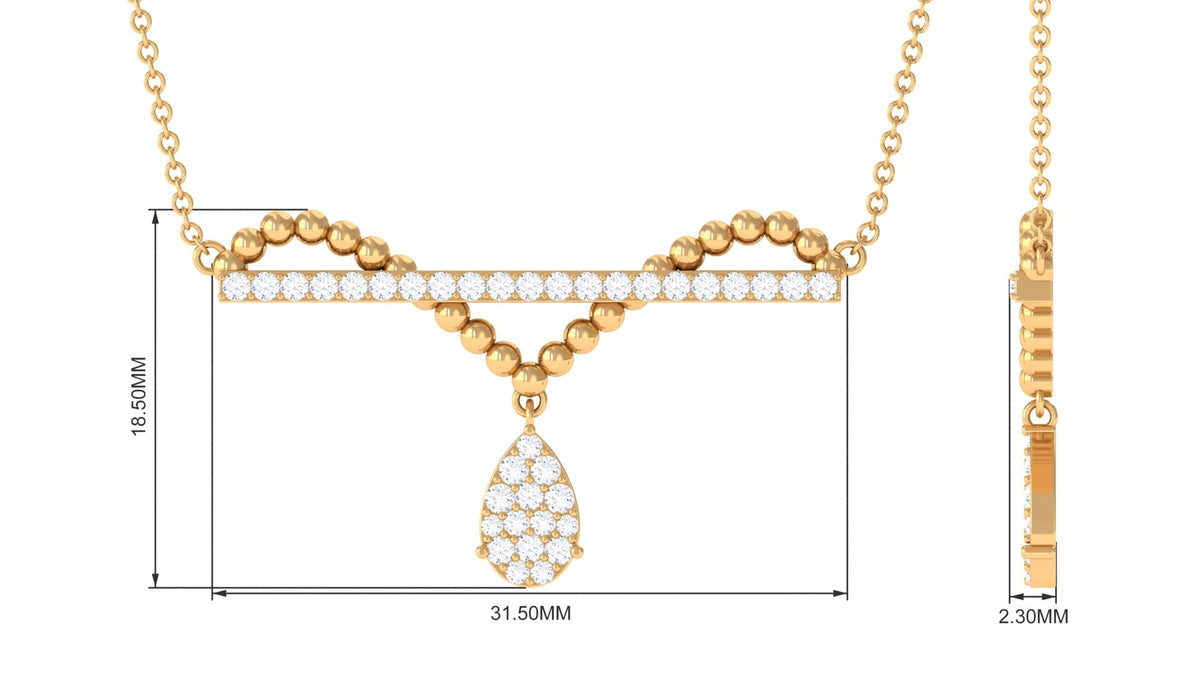 Designer Moissanite Bar Drop Necklace in Pave Setting