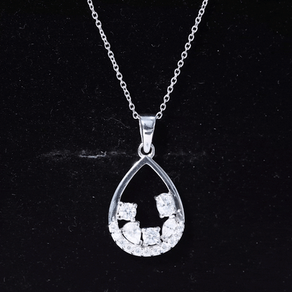 Designer Moissanite Teardrop Pendant Necklace