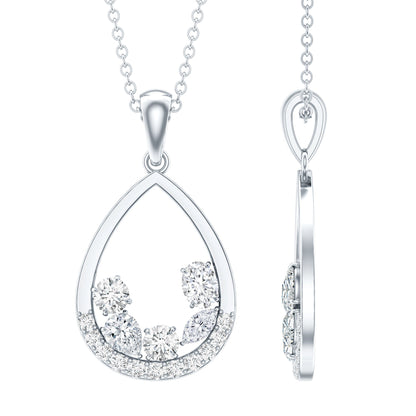 Designer Moissanite Teardrop Pendant Necklace