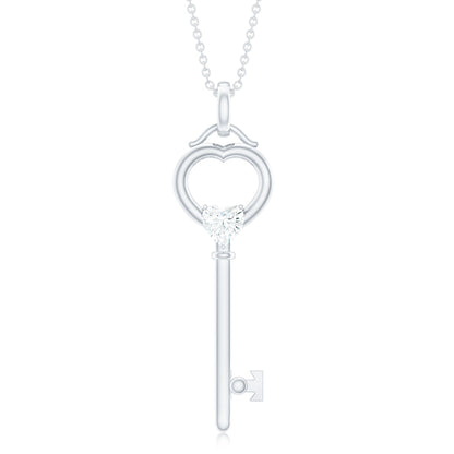 Certified Moissanite Key to My Heart Necklace for Women
