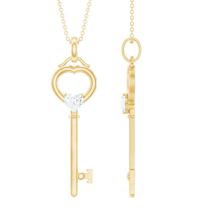 Certified Moissanite Key to My Heart Necklace for Women