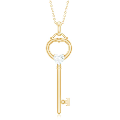 Certified Moissanite Key to My Heart Necklace for Women