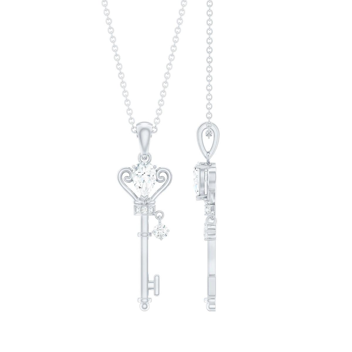 Vintage Moissanite Key Pendant for Women