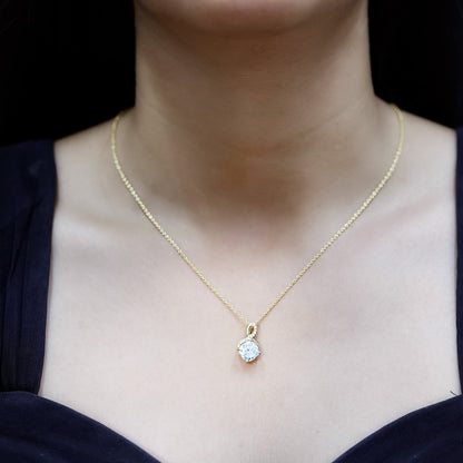 Yellow Gold Plated Silver 3.15 Carat Cushion Cut Moissanite Infinity Necklace