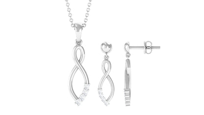 Certified Moissanite Infinity Necklace and Earrings Set
