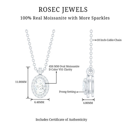 0.4 Carat Oval Moissanite Bridal Pendant Necklace