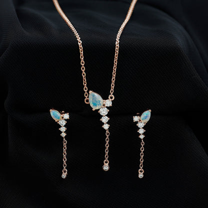 Natural Ethiopian Opal Teardrop Necklace Set with Certificate