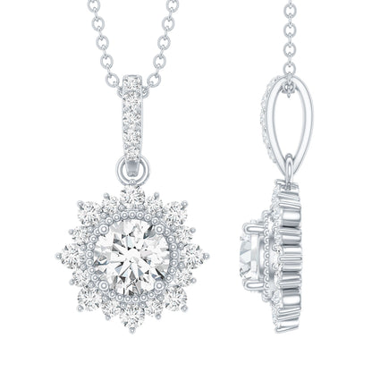 1 Carat Moissanite Vintage Inspired Necklace for Wedding