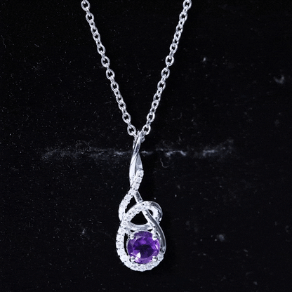 Designer Amethyst and Diamond Teardrop Pendant Necklace