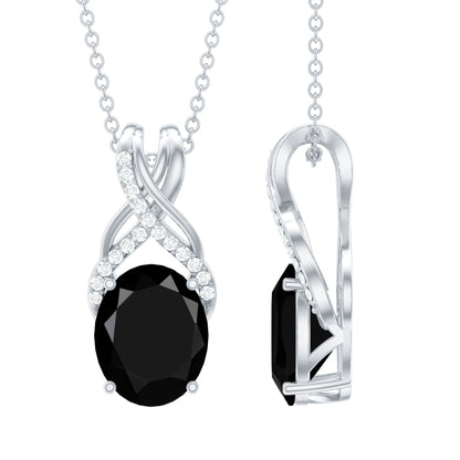 4 Carat Oval Lab Created Black Diamond Infinity Necklace With Chain