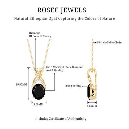4 Carat Oval Lab Created Black Diamond Infinity Necklace With Chain