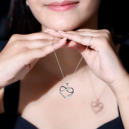 Certified Moissanite Heart and Infinity Necklace with Silver Chain