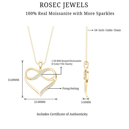 Certified Moissanite Infinity Heart Pendant Necklace