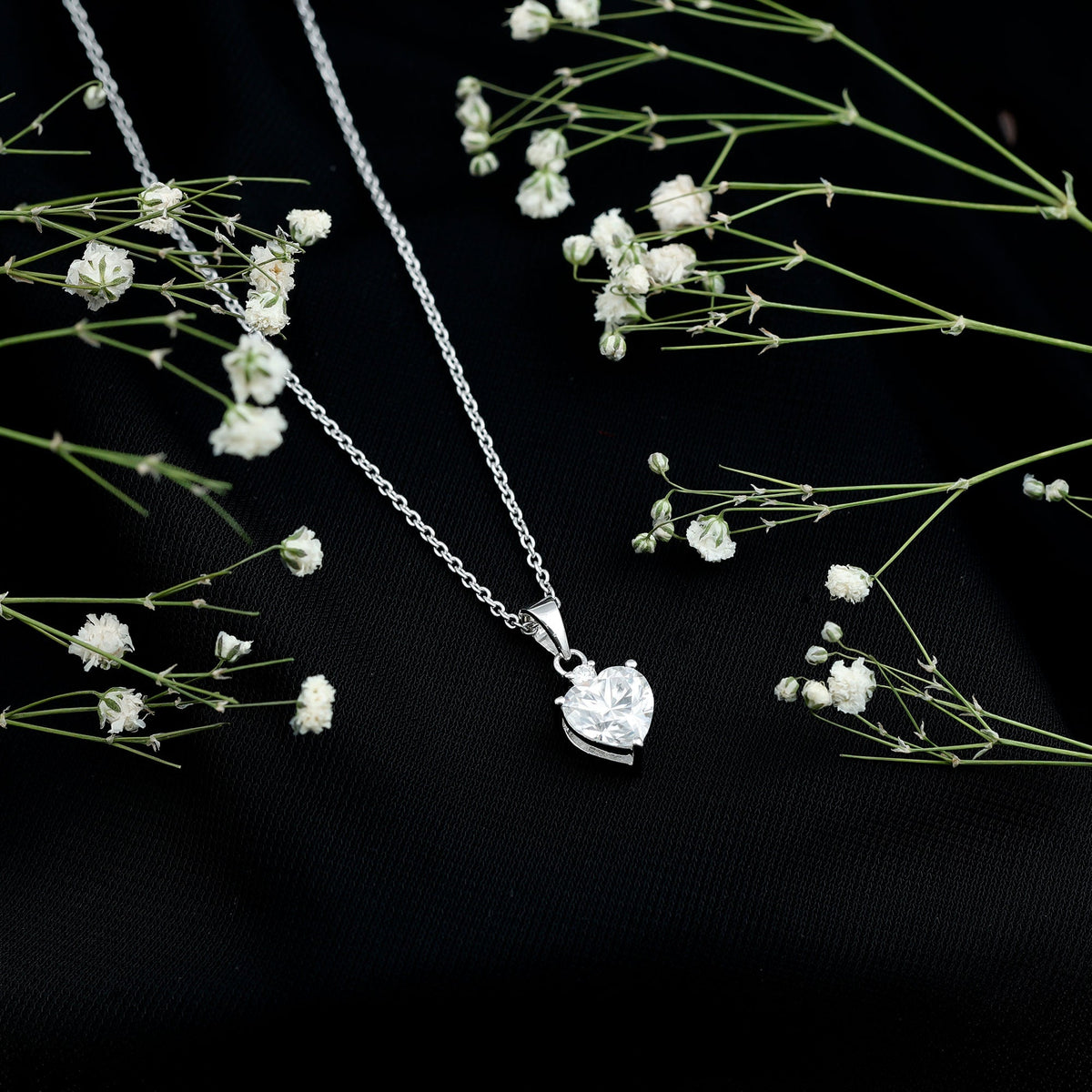 Sterling Silver 2 Carat Moissanite Heart Pendant Necklace