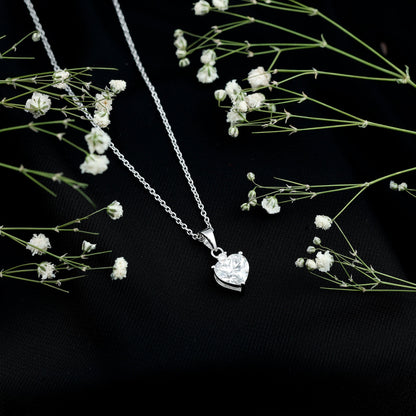 Sterling Silver 2 Carat Moissanite Heart Pendant Necklace