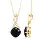 Cushion Cut Black Onyx Solitaire Infinity Necklace with Lab Diamond