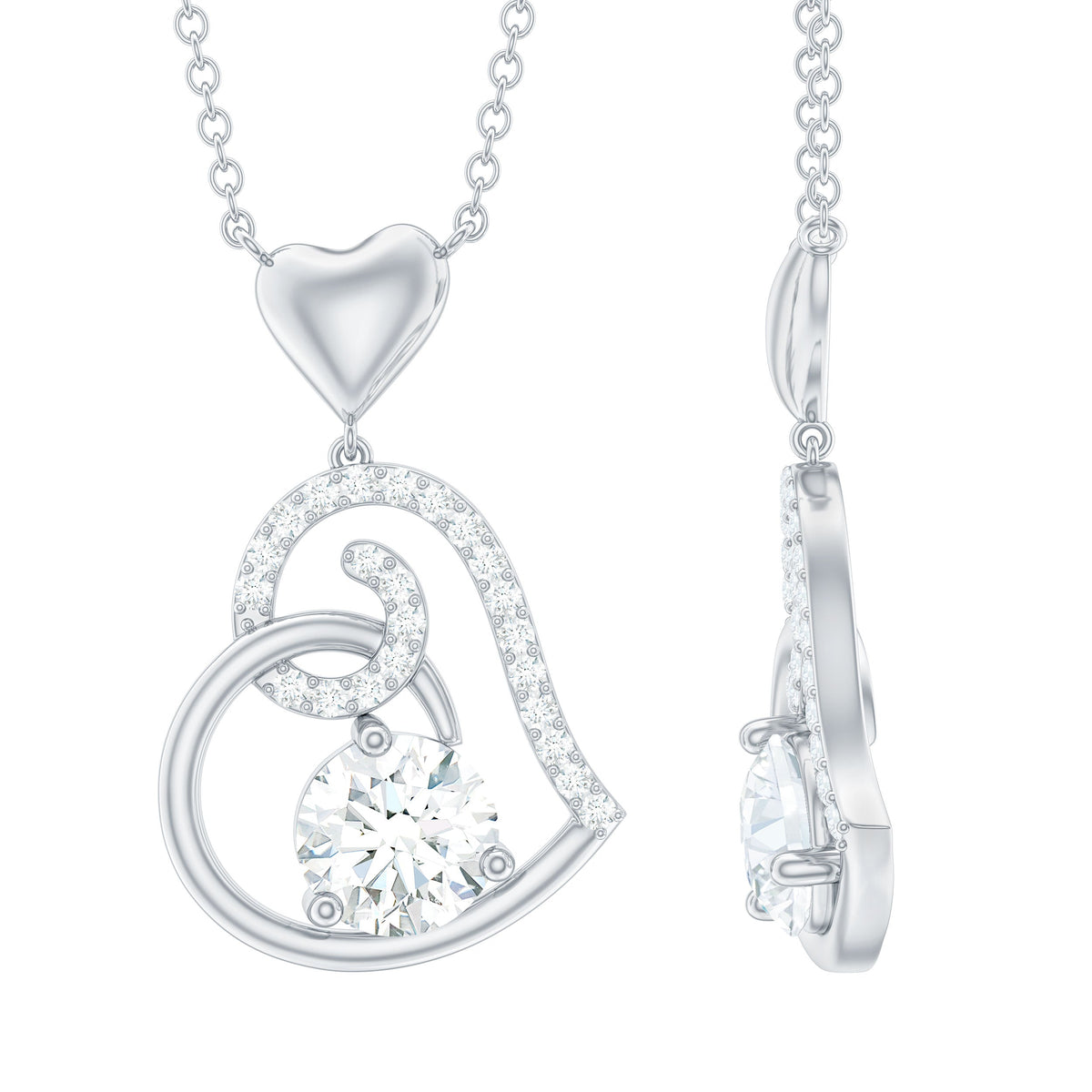 Certified Moissanite Heart Drop Pendant for Women