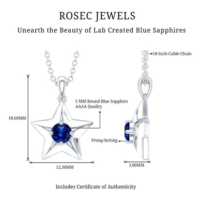 Lab Created Blue Sapphire Star Of David Necklace