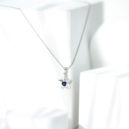 Lab Created Blue Sapphire Star Of David Necklace