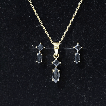 Princess and Marquise Shape Black Spinel Jewelry Set for Women