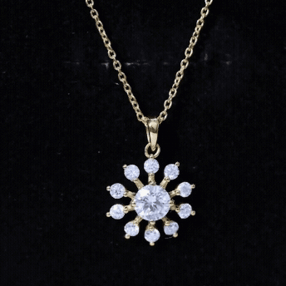 Certified Moissanite Snowflake Necklace in Yellow Gold Plated Silver
