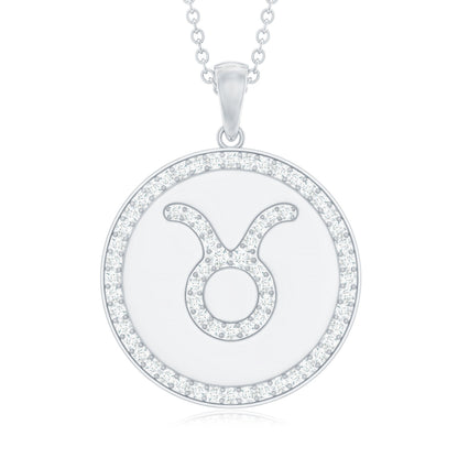 Certified Moissanite Taurus Zodiac Coin Necklace Pendant