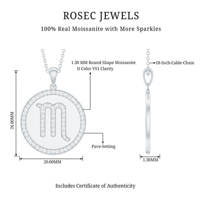 Certified Moissanite Scorpio Zodiac Pendant for Women