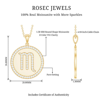 Certified Moissanite Scorpio Zodiac Pendant for Women