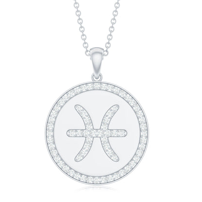Certified Moissanite Pisces Zodiac Pendant with Disc