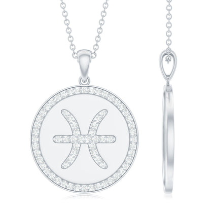 Certified Moissanite Pisces Zodiac Pendant with Disc