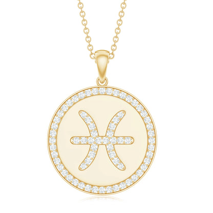 Certified Moissanite Pisces Zodiac Pendant with Disc