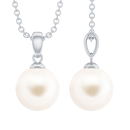 Natural 7.4 Carat Freshwater Pearl Solitaire Drop Necklace With Chain