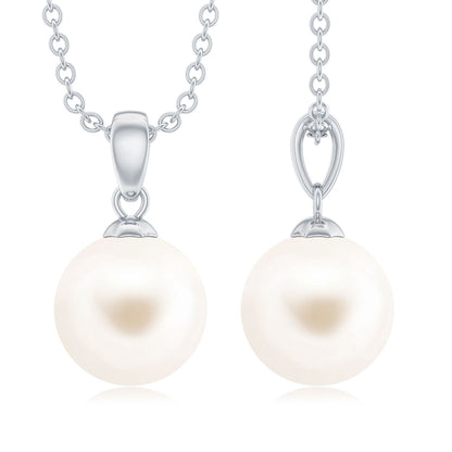 Natural 7.4 Carat Freshwater Pearl Solitaire Drop Necklace With Chain