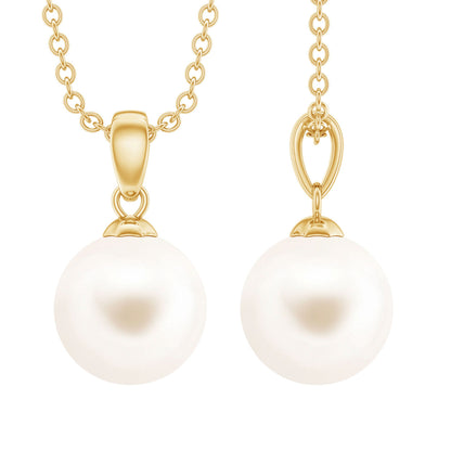 Natural 7.4 Carat Freshwater Pearl Solitaire Drop Necklace With Chain