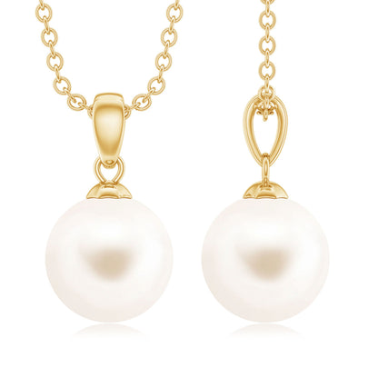 Natural 7.4 Carat Freshwater Pearl Solitaire Drop Necklace With Chain