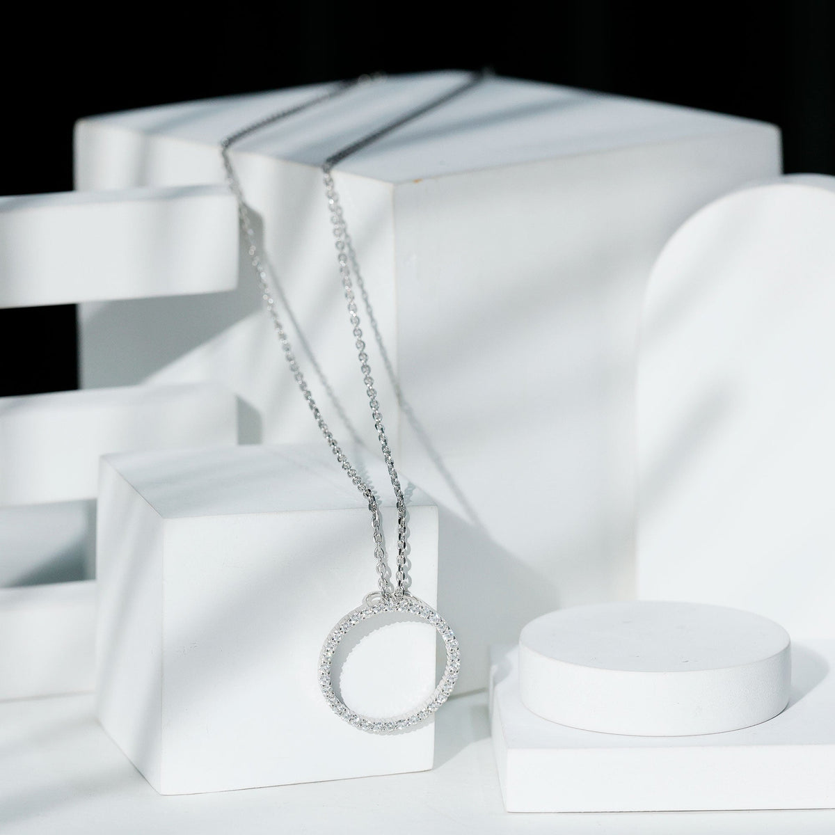 Certified Moissanite Eternity Circle Necklace with Chain