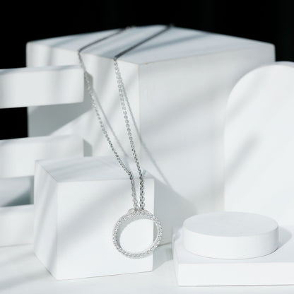 Certified Moissanite Eternity Circle Necklace with Chain