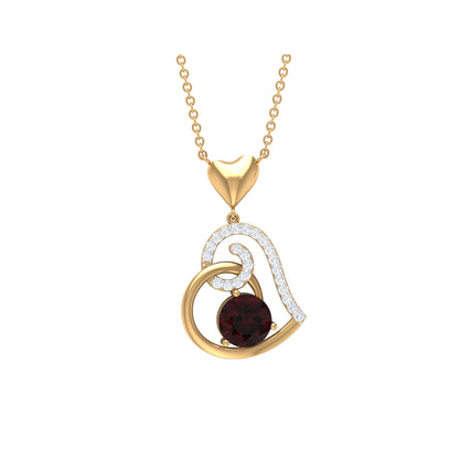 2.3 Carat Garnet and Diamond Heart Drop Pendant