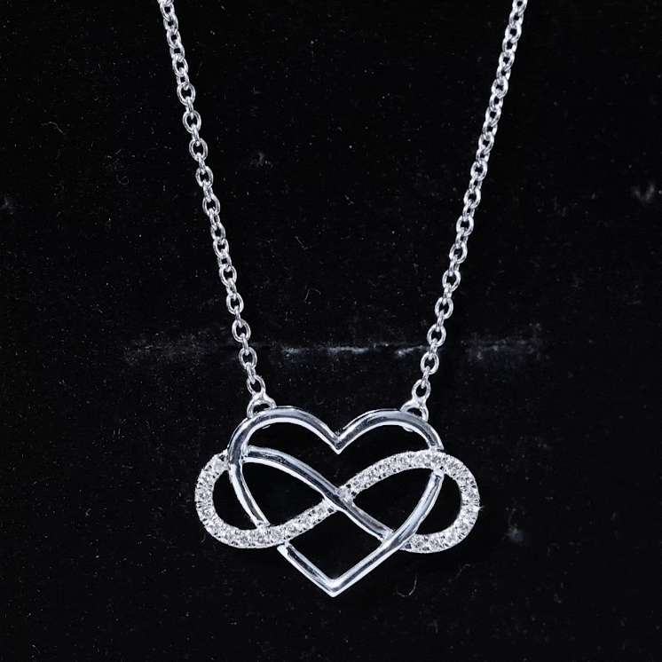 Moissanite Infinity Heart Necklace In Sterling Silver