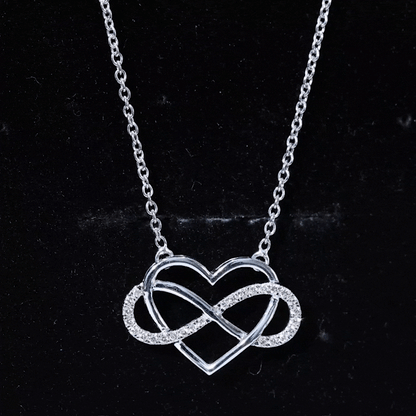 Moissanite Infinity Heart Necklace In Sterling Silver