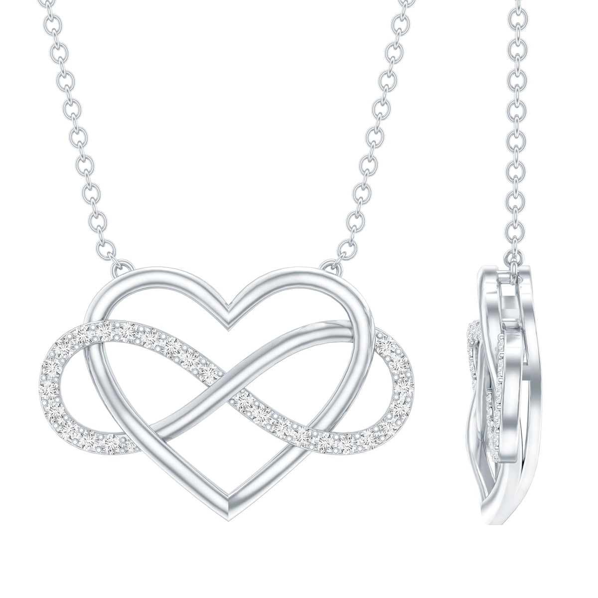 Moissanite Infinity Heart Necklace In Sterling Silver